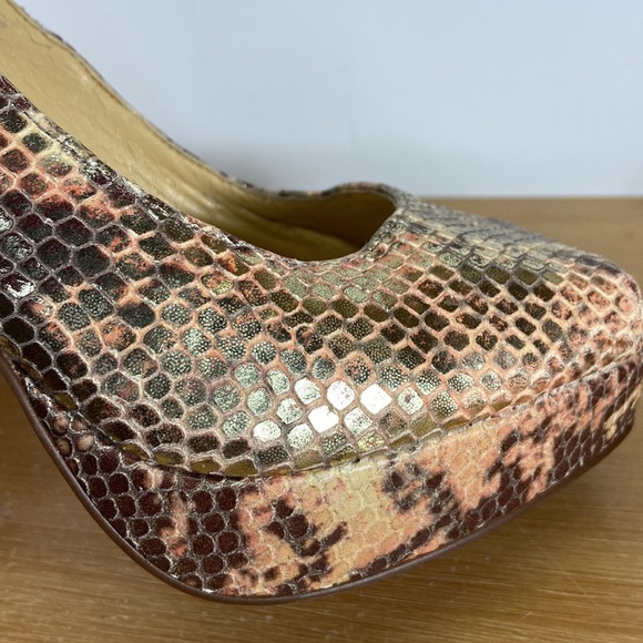 Gianni Bini Size 8 Peep Toe Platform Heels Snake Skin Print - Picture 5 of 12